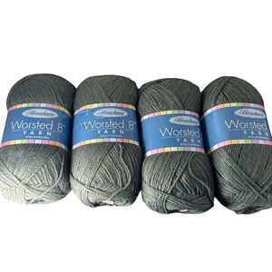Herrschners Worsted 8 yarn lot of 4 100% acrylic dark gray